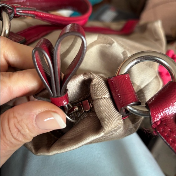 Coach Poppy 2012 Daisy Signature C F20101 Tan & Red Satchel/Crossbody BNOT - Picture 9 of 15